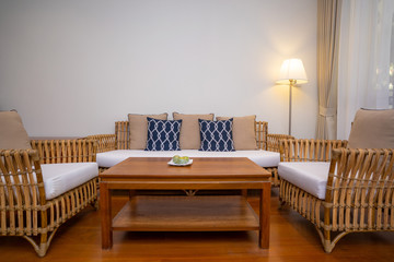rattan living room set with cushion