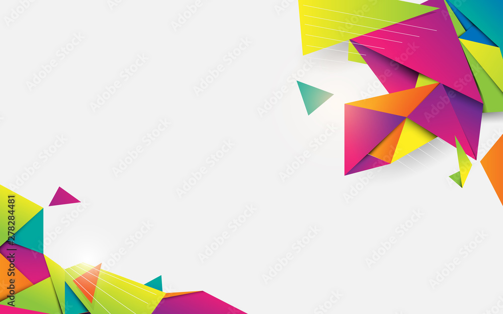 Poster abstract 3d crystal colorful geometric shape with white space for your design