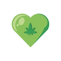 heart with cannabis leaf icon