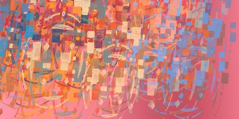 Fototapeta premium Backdrop material. Wall painting. Canvas surface. Modern art. Abstract. Painterly mix. Color texture. Handmade background. 2d illustration. Colorful pattern. Oil painting. 