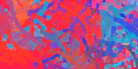 Backdrop material. Wall painting. Canvas surface. Modern art. Abstract. Painterly mix. Color texture. Handmade background. 2d illustration. Colorful pattern. Oil painting. 