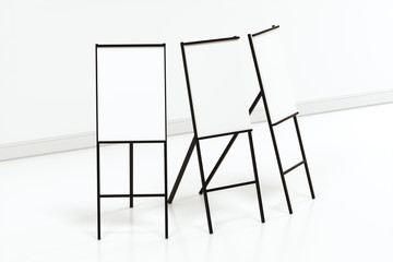 The blank easel board with white background, 3d rendering.