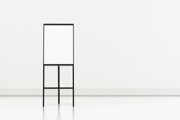 The blank easel board with white background, 3d rendering.