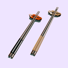 Salmon, Tuna Nigiri Sushi, with wasabi and japanesse soy sauce, eat with chop sticks, alone or together with your partner or family, Icon Logo Avatar