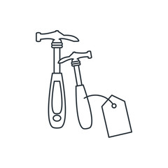 hammer tool with price tag hanging