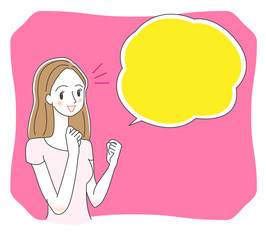 ガッツポーズをする女性のイラスト