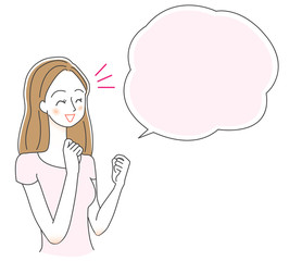 ガッツポーズをする女性のイラスト
