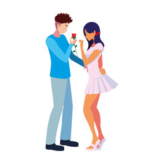 man giving flower a woman romantic