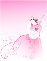 ギター,　演奏,　音楽,　女性,　ミュージック