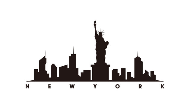 New York skyline and landmarks silhouette vector