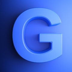 G alphabetic letter blue, isolated on blue background - 3D rendering illustration