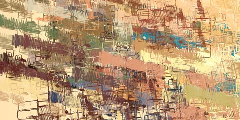 Backdrop material. Wall painting. Painterly mix. Handmade background. Canvas surface. Wide brush. Colorful pattern. Color texture. Modern art. Abstract. 2d illustration. 