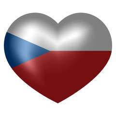Flag of Czech Republic in heart shape. 3d vector illustration.