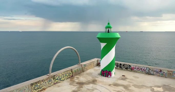 Aerial view of Barcelona lighthouse.