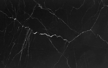 Marble abstract texture , nature black background with  white line vein patterns