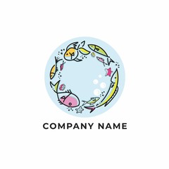 world of fish logo vector icon ilustration