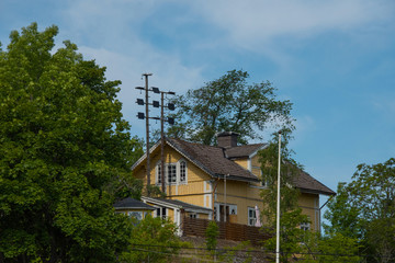 Old optical signal from the 1700s in the Stockholm northen archipelago a sunny summer day at the island Furusund and Yxlan. 07-14-2019