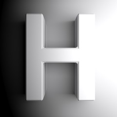 H white letter isolated on white background - 3D rendering illustration