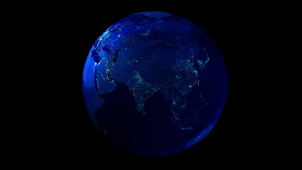 Fototapeta na wymiar The night half of the Earth from space showing Africa, Asia and Oceania.