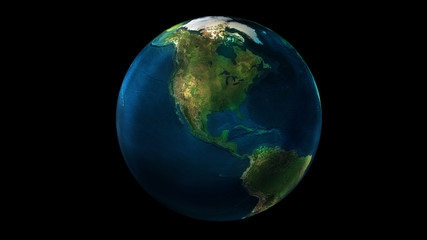 The day half of the Earth from space showing North and South America.
