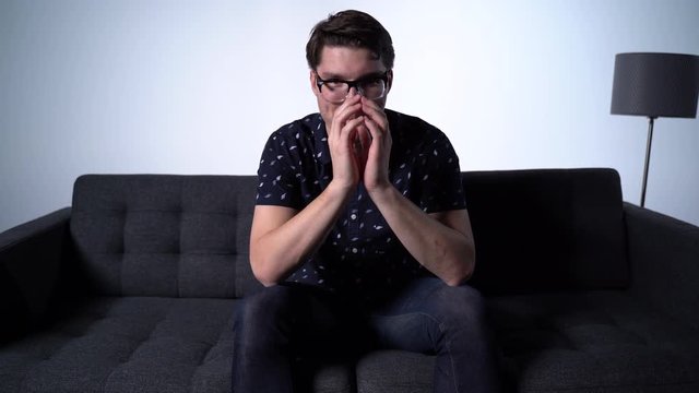 Caucasian Male Starring with Creepy Eyes at Camera
