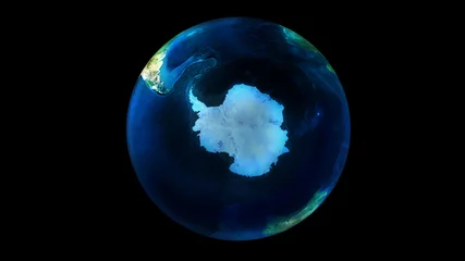 Fotobehang The day half of the Earth from space showing Antarctica. © conceptcafe