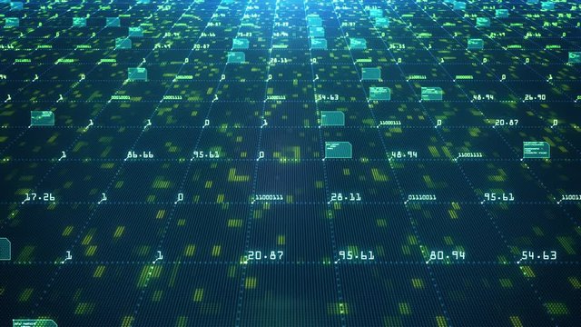 Big data visualization concept. Machine learning algorithms. Analysis of information. Technology data and binary code network conveying connectivity, complexity and data flood of modern digital age.
