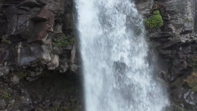 Slow motion pan across Taranaki falls in New Zealands Tongariro Crossing