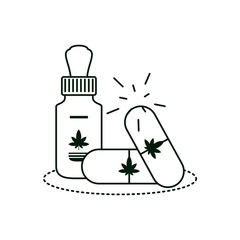 cannabis bottle product dropper with capsule