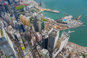 Fototapeta na wymiar Top view of Hong Kong commercial district