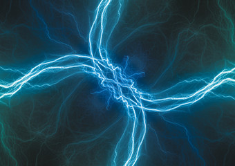 Blue electrical lightning, plasma abstract background