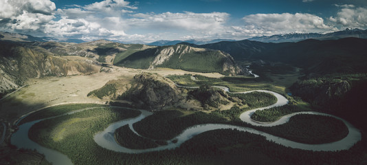 river wriggling through russians alpine altai region