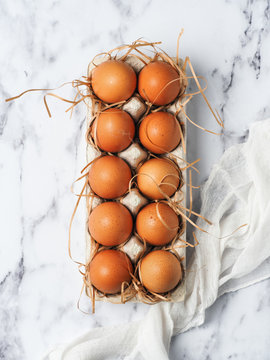 Easter eggs in cardboard tray