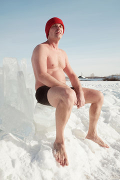 Portrait of male ice swimmer