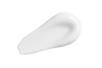White cosmetic cream smear isolated on white background. BB, CC, DD cream texture. Liquid...