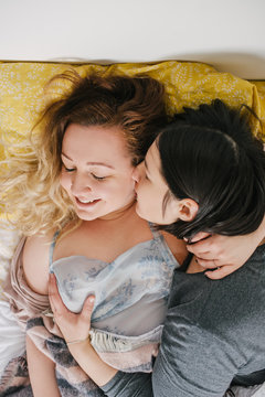 Lesbian couple in bed