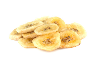 banana chips on white background