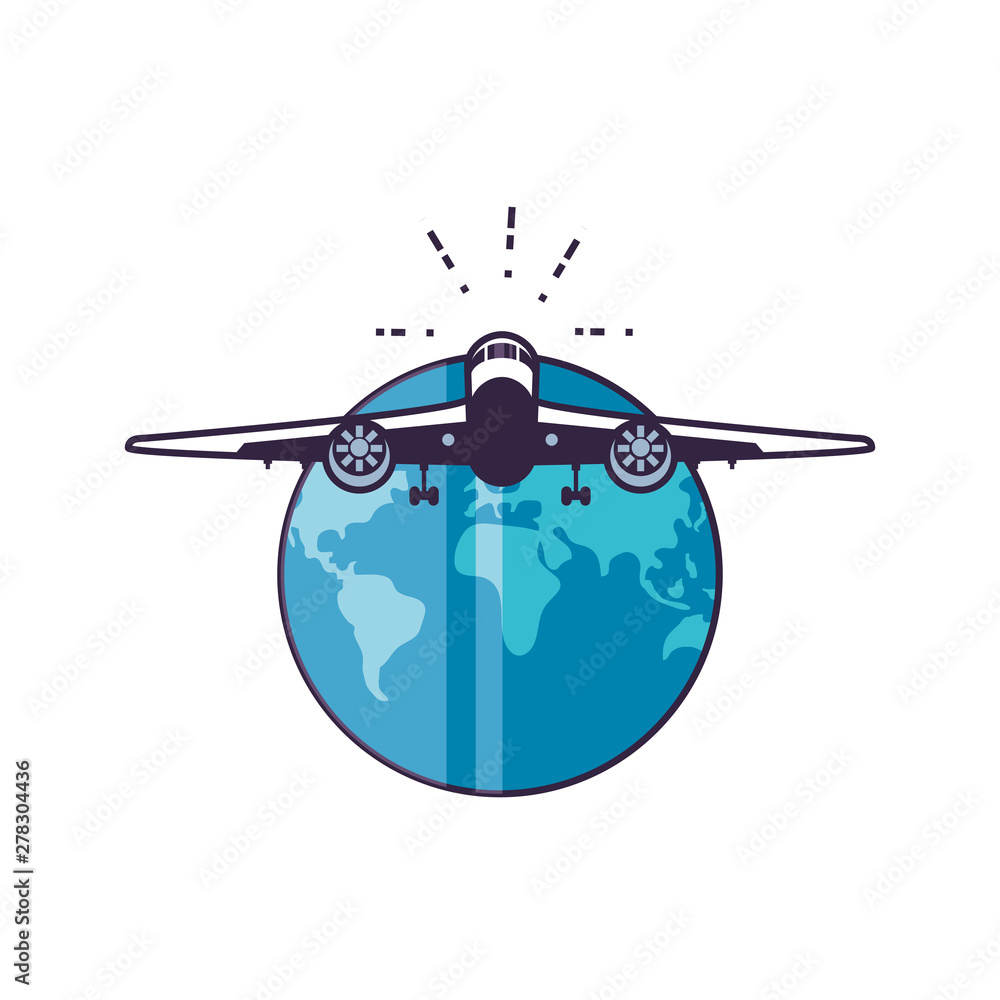 Canvas Prints airplane flying with world planet