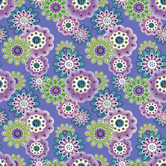 Seamless abstract cartoon flowers kids childish pattern