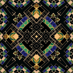 Kaleidoscope seamless ornamental decor pattern abstract shapes