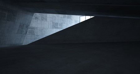 Abstract architectural concrete interior of a minimalist house. 3D illustration and rendering.