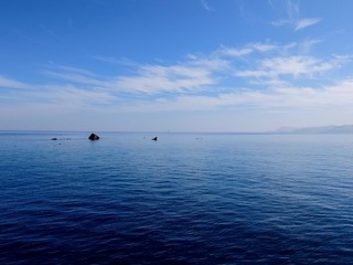 A section of a sunken ship sticks out of the water at Abu Nuhas in the Red Sea, Egypt