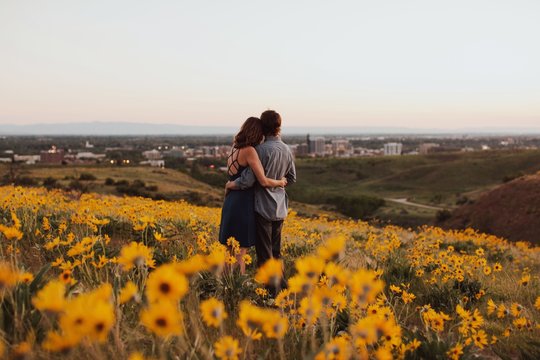 Young couple at sunset