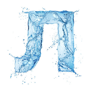 cyrillic letter Л made of water splash isolated on white background