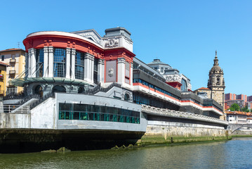 La Ribera market and San Anton church in Bilbao, Basque Country, Spain