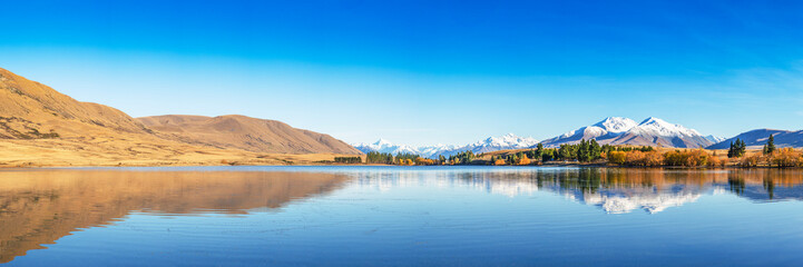 Panorama Mountain Landscape In Mountains, New Zealand Nature Scenery