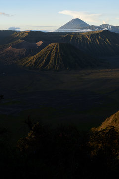 Mount Bromo active volcano in East Java, Indonesia at sunrise.