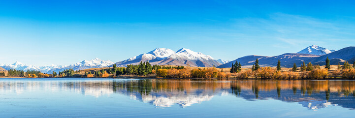 Panorama Mountain Landscape In Mountains, New Zealand Nature Scenery