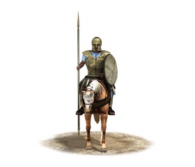 Naklejka premium 3d render, rider, warrior on horseback, illustration