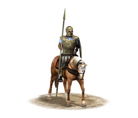 3d render, rider, warrior on horseback, illustration